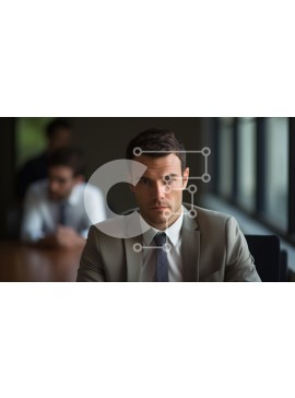 Intra Συλλεκτικό Ξύλινο Παζλ Plywood  4mm - Σοβαρός επιχειρηματίας στη συνάντηση Σε Ξύλινο Κουτί - Διαστάσεις Puzzle: 10x10 cm – 25 κομμάτια