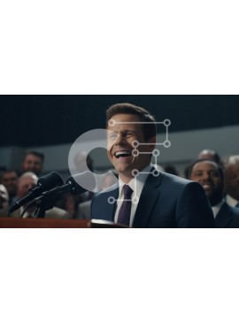 Intra Συλλεκτικό Ξύλινο Παζλ Plywood  4mm - Χαρούμενος ομιλητής σε συνέδριο Σε Ξύλινο Κουτί - Διαστάσεις Puzzle: 10x10 cm – 25 κομμάτια