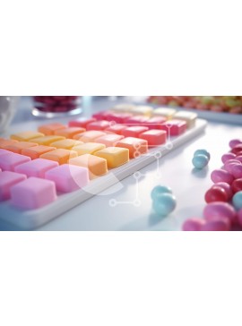 Σετ των 2 Intra Συλλεκτικό Ξύλινο Παζλ Plywood  4mm - Πολύχρωμη σύνθεση καραμέλας σε λευκή επιφάνεια Σε Ξύλινο Κουτί - Διαστάσεις: 10x10 cm – 25 κομμάτια