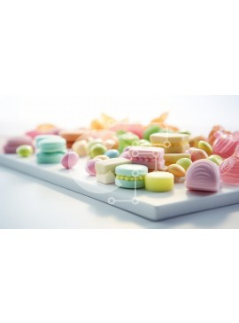 Σετ των 2 Intra Συλλεκτικό Ξύλινο Παζλ Plywood  4mm - Πολύχρωμη ποικιλία από καραμέλες σε μια πιατέλα Σε Ξύλινο Κουτί - Διαστάσεις: 10x10 cm – 25 κομμάτια