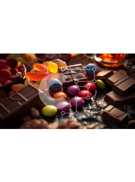 Σετ των 2 Intra Συλλεκτικό Ξύλινο Παζλ Plywood  4mm - Ποικιλία από καραμέλες και σοκολάτες Σε Ξύλινο Κουτί - Διαστάσεις: 10x10 cm – 25 κομμάτια