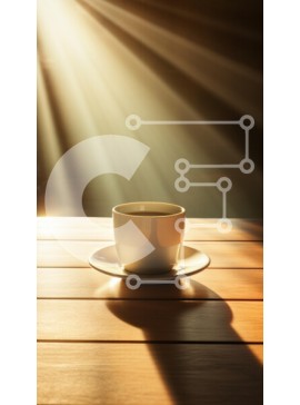 Intra Συλλεκτικό Ξύλινο Παζλ Plywood  4mm - Γαλήνια στιγμή καφέ με το φως του ήλιου Σε Ξύλινο Κουτί - Διαστάσεις: 10x10 cm – 25 κομμάτια