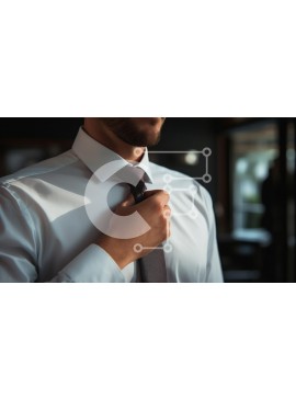 Intra Συλλεκτικό Ξύλινο Παζλ Plywood  4mm - Άνδρας που ρυθμίζει τη γραβάτα με επίσημη ενδυμασία Σε Ξύλινο Κουτί - Διαστάσεις Puzzle: 10x10 cm – 25 κομμάτια