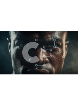 Intra Συλλεκτικό Ξύλινο Παζλ Plywood  4mm - Κοντινό πλάνο ενός έντονου αντρικού προσώπου Σε Ξύλινο Κουτί - Διαστάσεις Puzzle: 10x10 cm – 25 κομμάτια