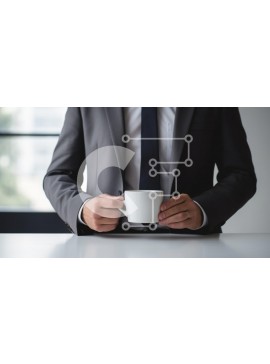 Intra Συλλεκτικό Ξύλινο Παζλ Plywood  4mm - Επιχειρηματίας που κρατά το φλιτζάνι καφέ στο γραφείο Σε Ξύλινο Κουτί - Διαστάσεις Puzzle: 10x10 cm – 25 κομμάτια