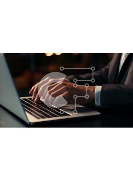 Intra Συλλεκτικό Ξύλινο Παζλ Plywood  4mm - Επαγγελματικά χέρια που πληκτρολογούν σε φορητό υπολογιστή σε χαμηλό φως Σε Ξύλινο Κουτί - Διαστάσεις Puzzle: 10x10 cm – 25 κομμάτια