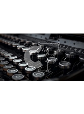 Intra Συλλεκτικό Ξύλινο Παζλ Plywood  4mm - Κοντινό πλάνο των παλαιών κλειδιών γραφομηχανής Σε Ξύλινο Κουτί - Διαστάσεις Puzzle: 10x10 cm – 25 κομμάτια