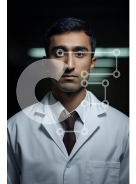 Intra Συλλεκτικό Ξύλινο Παζλ Plywood  4mm - Πορτρέτο ενός άνδρα γιατρού με παλτό εργαστηρίου Σε Ξύλινο Κουτί - Διαστάσεις Puzzle: 10x10 cm – 25 κομμάτια