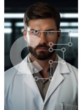 Intra Συλλεκτικό Ξύλινο Παζλ Plywood  4mm - Σοβαρός άνδρας γιατρός με παλτό εργαστηρίου Σε Ξύλινο Κουτί - Διαστάσεις Puzzle: 10x10 cm – 25 κομμάτια