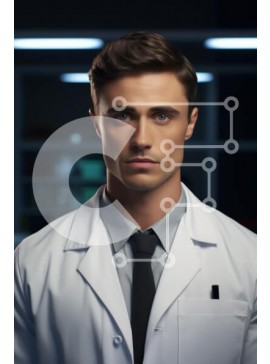 Intra Συλλεκτικό Ξύλινο Παζλ Plywood  4mm - Νεαρός άνδρας γιατρός με παλτό εργαστηρίου Σε Ξύλινο Κουτί - Διαστάσεις Puzzle: 10x10 cm – 25 κομμάτια