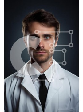 Intra Συλλεκτικό Ξύλινο Παζλ Plywood  4mm - Πορτρέτο ενός αρσενικού ιατρού με παλτό εργαστηρίου Σε Ξύλινο Κουτί - Διαστάσεις Puzzle: 10x10 cm – 25 κομμάτια