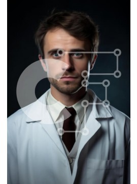 Intra Συλλεκτικό Ξύλινο Παζλ Plywood  4mm - Πορτρέτο ενός νεαρού άνδρα γιατρού Σε Ξύλινο Κουτί - Διαστάσεις Puzzle: 10x10 cm – 25 κομμάτια