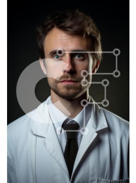 Intra Συλλεκτικό Ξύλινο Παζλ Plywood  4mm - Πορτρέτο ενός επαγγελματία ιατρού Σε Ξύλινο Κουτί - Διαστάσεις Puzzle: 10x10 cm – 25 κομμάτια