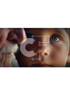 Intra Συλλεκτικό Ξύλινο Παζλ Plywood  4mm - Κοντινό πλάνο του προσώπου ενός παιδιού με ηλικιωμένο άτομο στο παρασκήνιο Σε Ξύλινο Κουτί - Διαστάσεις Puzzle: 10x10 cm – 25 κομμάτια