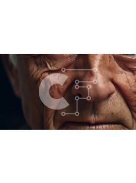 Intra Συλλεκτικό Ξύλινο Παζλ Plywood  4mm - Κοντινό πλάνο ενός ηλικιωμένου προσώπου Σε Ξύλινο Κουτί - Διαστάσεις Puzzle: 10x10 cm – 25 κομμάτια