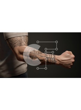 Intra Συλλεκτικό Ξύλινο Παζλ Plywood  4mm - Κοντινό πλάνο ενός μυώδους βραχίονα με τατουάζ Σε Ξύλινο Κουτί - Διαστάσεις Puzzle: 10x10 cm – 25 κομμάτια