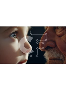 Intra Συλλεκτικό Ξύλινο Παζλ Plywood  4mm - Κοντινό πλάνο ενός παιδιού και ενός ηλικιωμένου άνδρα που μοιράζονται μια στιγμή Σε Ξύλινο Κουτί - Διαστάσεις Puzzle: 10x10 cm – 25 κομμάτια