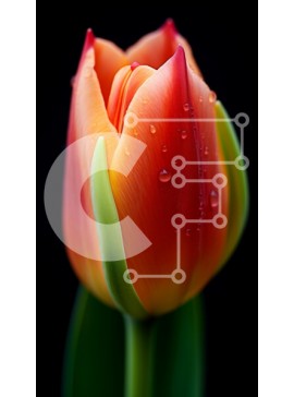 Σετ των 2 Intra Συλλεκτικό Ξύλινο Παζλ Plywood  4mm - Ζωντανή τουλίπα με σταγόνες νερού Σε Ξύλινο Κουτί - Διαστάσεις: 10x10 cm – 25 κομμάτια