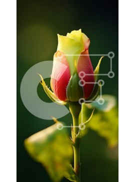 Σετ των 2 Intra Συλλεκτικό Ξύλινο Παζλ Plywood  4mm - Κοντινό πλάνο ενός μπουμπουκιού κίτρινου και κόκκινου τριαντάφυλλου Σε Ξύλινο Κουτί - Διαστάσεις: 10x10 cm – 25 κομμάτια