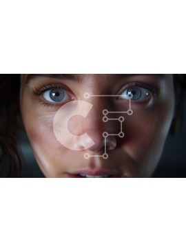 Σετ των 2 Intra Συλλεκτικό Ξύλινο Παζλ Plywood  4mm - Κοντινό πλάνο του προσώπου ενός ατόμου με μπλε μάτια Σε Ξύλινο Κουτί - Διαστάσεις: 10x10 cm – 25 κομμάτια