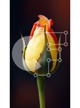 Σετ των 2 Intra Συλλεκτικό Ξύλινο Παζλ Plywood  4mm - Κοντινό πλάνο ενός κίτρινου και πορτοκαλιού τριαντάφυλλου Σε Ξύλινο Κουτί - Διαστάσεις: 10x10 cm – 25 κομμάτια