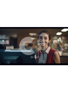 Intra Συλλεκτικό Ξύλινο Παζλ Plywood  4mm - Χαμογελαστή γυναίκα στον πάγκο λιανικής Σε Ξύλινο Κουτί - Διαστάσεις Puzzle: 10x10 cm – 25 κομμάτια