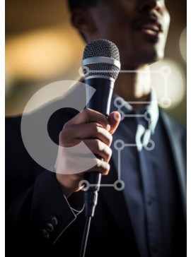 Intra Συλλεκτικό Ξύλινο Παζλ Plywood  4mm - Άτομο που κρατά το μικρόφωνο σε ένα κοστούμι Σε Ξύλινο Κουτί - Διαστάσεις Puzzle: 10x10 cm – 25 κομμάτια