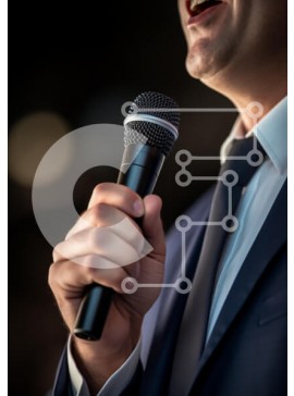 Intra Συλλεκτικό Ξύλινο Παζλ Plywood  4mm - Άτομο που μιλά με μικρόφωνο Σε Ξύλινο Κουτί - Διαστάσεις Puzzle: 10x10 cm – 25 κομμάτια