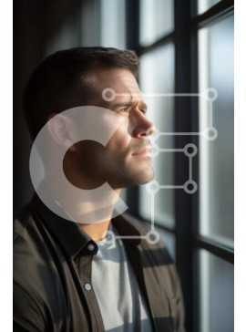 Intra Συλλεκτικό Ξύλινο Παζλ Plywood  4mm - Στοχαστικός άνθρωπος από το παράθυρο Σε Ξύλινο Κουτί - Διαστάσεις Puzzle: 10x10 cm – 25 κομμάτια