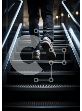 Intra Συλλεκτικό Ξύλινο Παζλ Plywood  4mm - Πρόσωπο που ανεβαίνει τις σύγχρονες σκάλες Σε Ξύλινο Κουτί - Διαστάσεις Puzzle: 10x10 cm – 25 κομμάτια