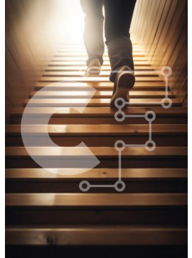 Intra Συλλεκτικό Ξύλινο Παζλ Plywood  4mm - Πρόσωπο που ανεβαίνει μια ξύλινη σκάλα Σε Ξύλινο Κουτί - Διαστάσεις Puzzle: 10x10 cm – 25 κομμάτια