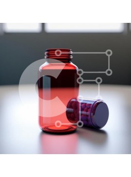 Intra Συλλεκτικό Ξύλινο Παζλ Plywood  4mm - Κόκκινο μπουκάλι χαπιών με μωβ χάπια Σε Ξύλινο Κουτί - Διαστάσεις Puzzle: 10x10 cm – 25 κομμάτια