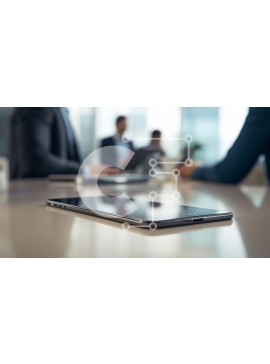 Intra Συλλεκτικό Ξύλινο Παζλ Plywood  4mm - Smartphone στο τραπέζι συνεδριάσεων στο σύγχρονο γραφείο Σε Ξύλινο Κουτί - Διαστάσεις Puzzle: 10x10 cm – 25 κομμάτια