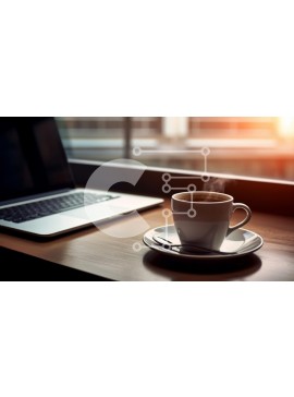 Σετ των 2 Intra Συλλεκτικό Ξύλινο Παζλ Plywood  4mm - Καφές και φορητός υπολογιστής σε απαλό φως Σε Ξύλινο Κουτί - Διαστάσεις: 10x10 cm – 25 κομμάτια