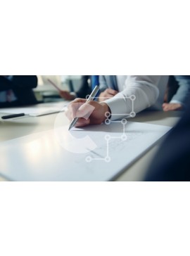 Intra Συλλεκτικό Ξύλινο Παζλ Plywood  4mm - Κοντινό πλάνο της επιχειρηματικής γραφής σε μια συνάντηση Σε Ξύλινο Κουτί - Διαστάσεις Puzzle: 10x10 cm – 25 κομμάτια