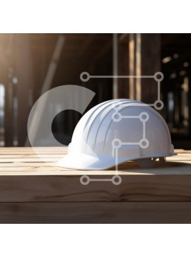 Intra Συλλεκτικό Ξύλινο Παζλ Plywood  4mm - Λευκό κράνος κατασκευής σε ξύλινη επιφάνεια Σε Ξύλινο Κουτί - Διαστάσεις Puzzle: 10x10 cm – 25 κομμάτια