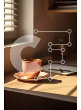 Σετ των 2 Intra Συλλεκτικό Ξύλινο Παζλ Plywood  4mm - Φλιτζάνι καφέ στο τραπέζι με φυσικό φως Σε Ξύλινο Κουτί - Διαστάσεις: 10x10 cm – 25 κομμάτια