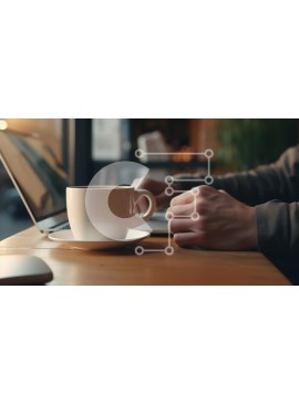 Intra Συλλεκτικό Ξύλινο Παζλ Plywood  4mm - Άνετος χώρος εργασίας με καφέ και φορητό υπολογιστή Σε Ξύλινο Κουτί - Διαστάσεις Puzzle: 10x10 cm – 25 κομμάτια