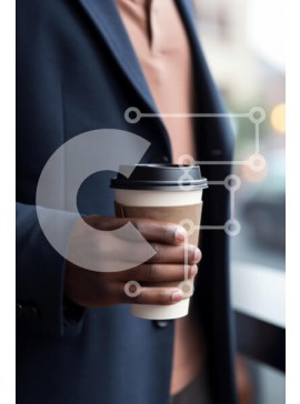 Intra Συλλεκτικό Ξύλινο Παζλ Plywood  4mm - Άνδρας που κρατά φλιτζάνι καφέ σε αστικό περιβάλλον Σε Ξύλινο Κουτί - Διαστάσεις Puzzle: 10x10 cm – 25 κομμάτια