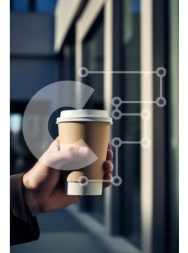 Σετ των 2 Intra Συλλεκτικό Ξύλινο Παζλ Plywood  4mm - Χέρι που κρατά το φλιτζάνι καφέ σε αστικό περιβάλλον Σε Ξύλινο Κουτί - Διαστάσεις: 10x10 cm – 25 κομμάτια