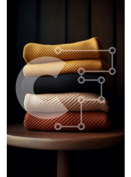 Intra Συλλεκτικό Ξύλινο Παζλ Plywood  4mm - Στοίβα από ζεστές κουβέρτες με υφή σε ζεστά χρώματα Σε Ξύλινο Κουτί - Διαστάσεις Puzzle: 10x10 cm – 25 κομμάτια