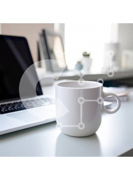 Intra Συλλεκτικό Ξύλινο Παζλ Plywood  4mm - Μοντέρνος χώρος εργασίας με φορητό υπολογιστή και λευκή κούπα Σε Ξύλινο Κουτί - Διαστάσεις Puzzle: 10x10 cm – 25 κομμάτια