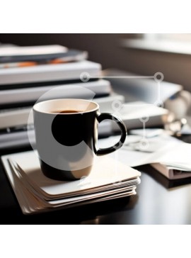 Intra Συλλεκτικό Ξύλινο Παζλ Plywood  4mm - Κούπα καφέ σε ένα γραφείο Σε Ξύλινο Κουτί - Διαστάσεις Puzzle: 10x10 cm – 25 κομμάτια