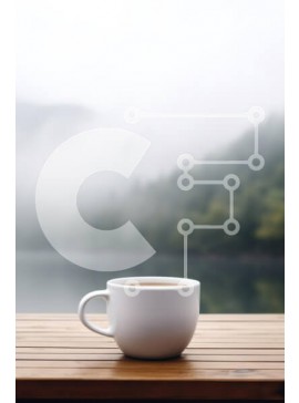 Σετ των 2 Intra Συλλεκτικό Ξύλινο Παζλ Plywood  4mm - Φλιτζάνι καφέ σε ένα ομιχλώδες τοπίο Σε Ξύλινο Κουτί - Διαστάσεις: 10x10 cm – 25 κομμάτια