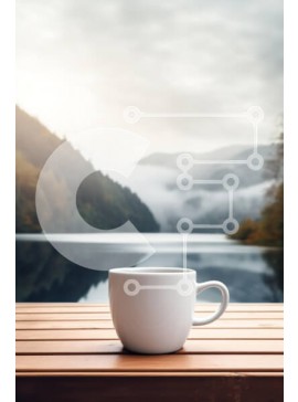 Σετ των 2 Intra Συλλεκτικό Ξύλινο Παζλ Plywood  4mm - Πρωινή γαλήνη με μια κούπα δίπλα στη λίμνη Σε Ξύλινο Κουτί - Διαστάσεις: 10x10 cm – 25 κομμάτια