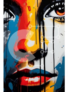 Intra Συλλεκτικό Ξύλινο Παζλ Plywood  4mm - Αφηρημένο πορτρέτο με έντονα χρώματα Σε Ξύλινο Κουτί - Διαστάσεις Puzzle: 10x10 cm – 25 κομμάτια