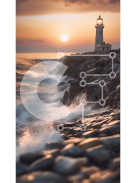 Σετ των 2 Intra Συλλεκτικό Ξύλινο Παζλ Plywood  4mm - Φάρος στο ηλιοβασίλεμα στη βραχώδη ακτή Σε Ξύλινο Κουτί - Διαστάσεις: 10x10 cm – 25 κομμάτια