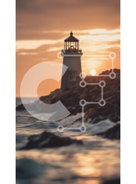 Σετ των 2 Intra Συλλεκτικό Ξύλινο Παζλ Plywood  4mm - Φάρος στο ηλιοβασίλεμα σε μια βραχώδη ακτή Σε Ξύλινο Κουτί - Διαστάσεις: 10x10 cm – 25 κομμάτια