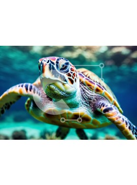 Σετ των 2 Intra Συλλεκτικό Ξύλινο Παζλ Plywood  4mm - Ζωντανή θαλάσσια χελώνα που κολυμπάει υποβρύχια Σε Ξύλινο Κουτί - Διαστάσεις: 10x10 cm – 25 κομμάτια