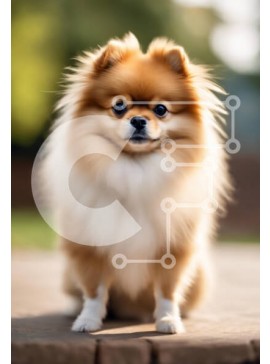 Σετ των 2 Intra Συλλεκτικό Ξύλινο Παζλ Plywood  4mm - Αφράτος σκύλος Pomeranian σε εξωτερικούς χώρους Σε Ξύλινο Κουτί - Διαστάσεις: 10x10 cm – 25 κομμάτια